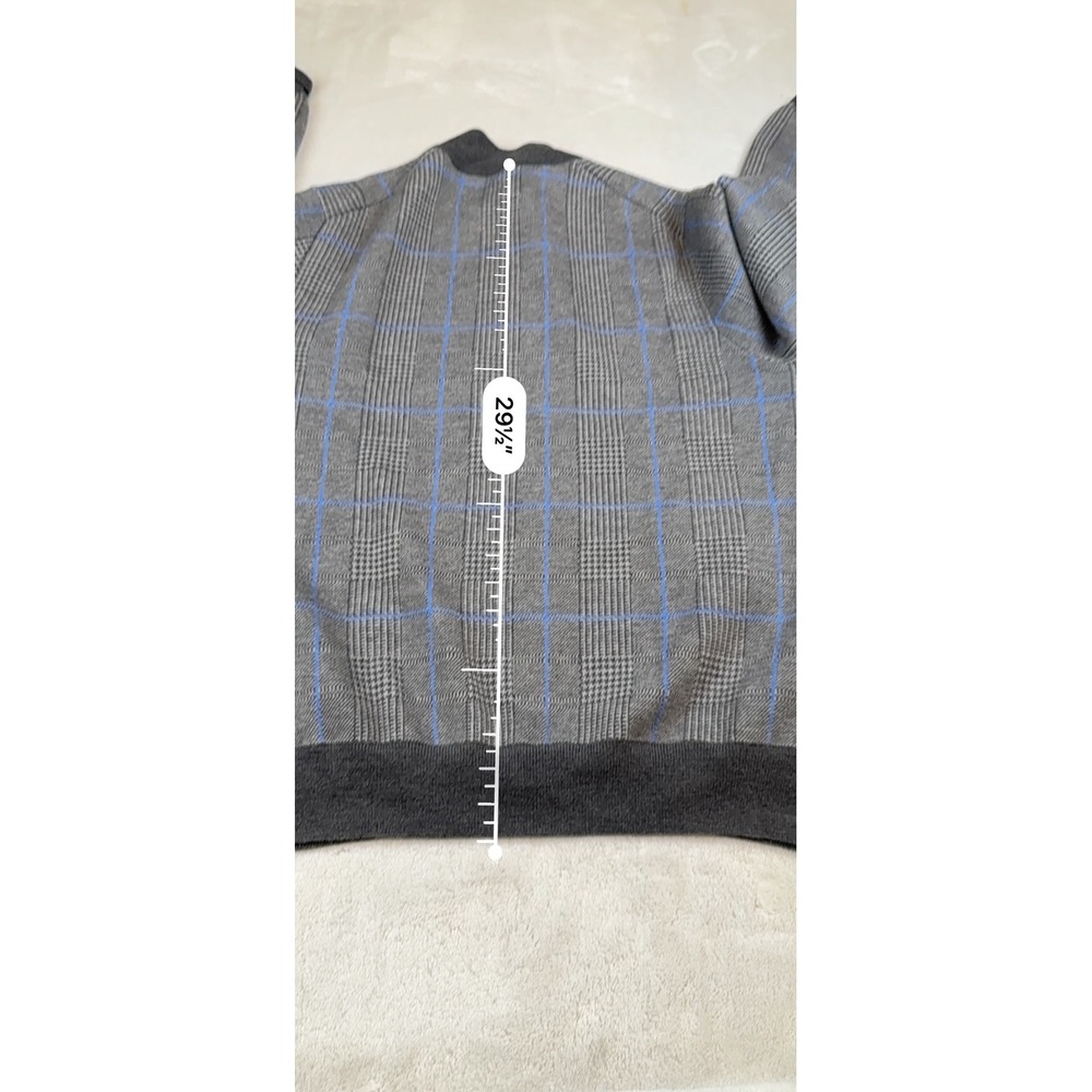 Fairway & Greene Signature Mens L Italian Merino Wool Plaid 1/4 Zip Sweater - Picture 7 of 7